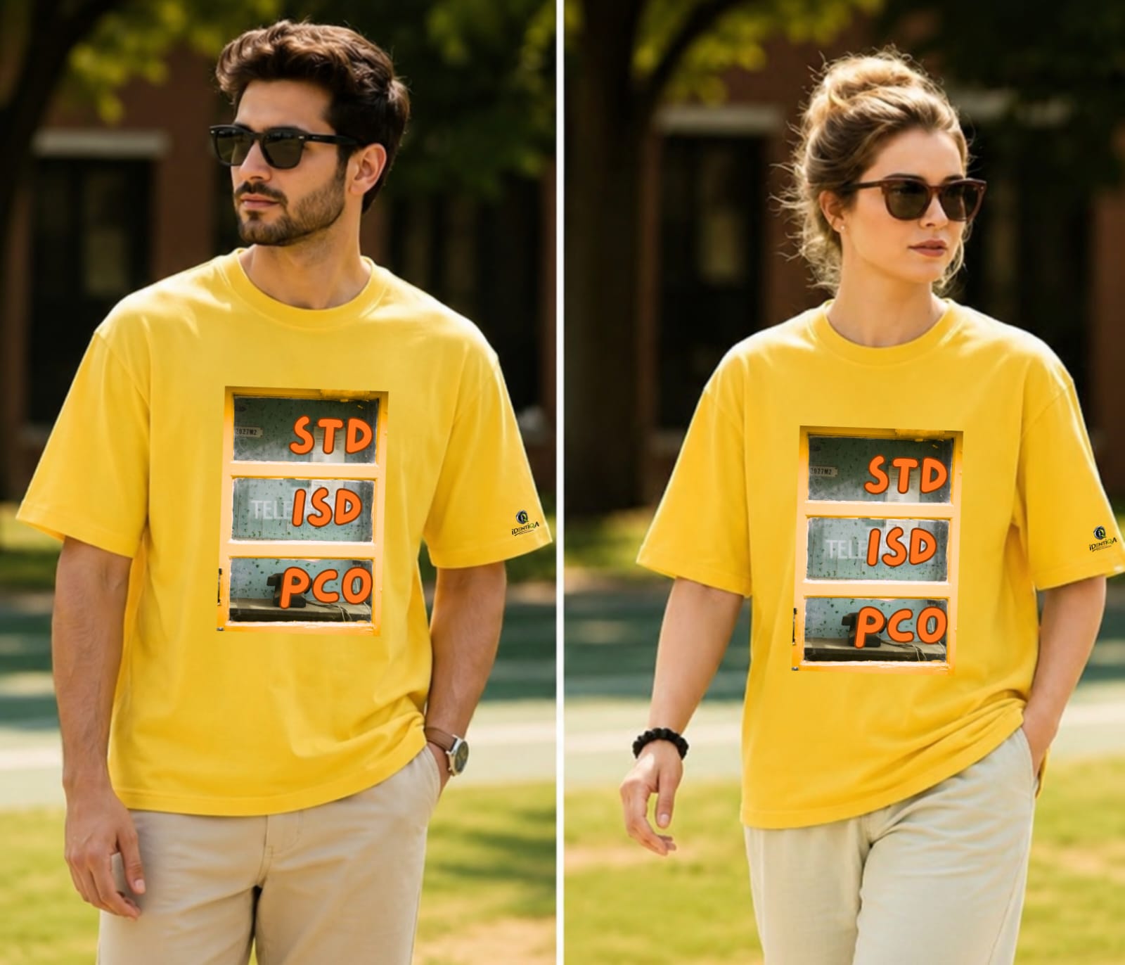 IDENTIQA Premium Yellow Oversized T-Shirt | Unisex Solid | 100% Bio-Wash Cotton